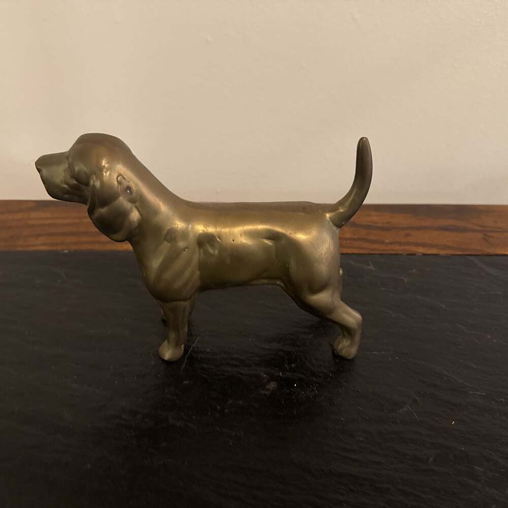 Vintage Solid Brass Dachshund Dog Figurine Paperweight